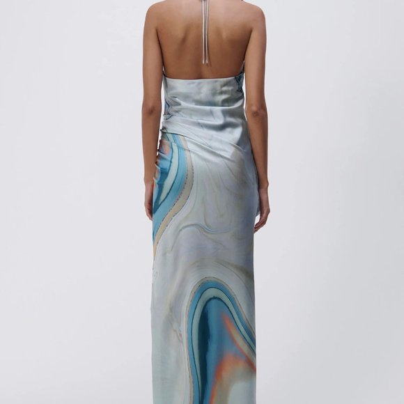 NWT Jonathan Simhkai Hansel Satin Gown in Laguna, Size 0 - Picture 2 of 7